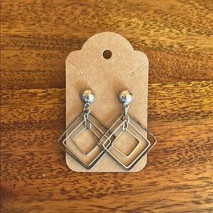 Silver Geometric Drop Earrings
